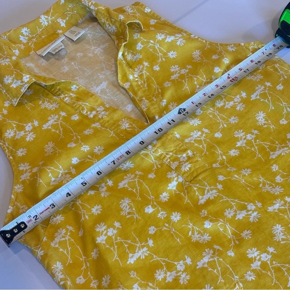 CYNTHIA ROWLEY 100% Linen Sleeveless Collared Midi Yellow Floral Dress‎ Size 8 - Picture 5 of 10